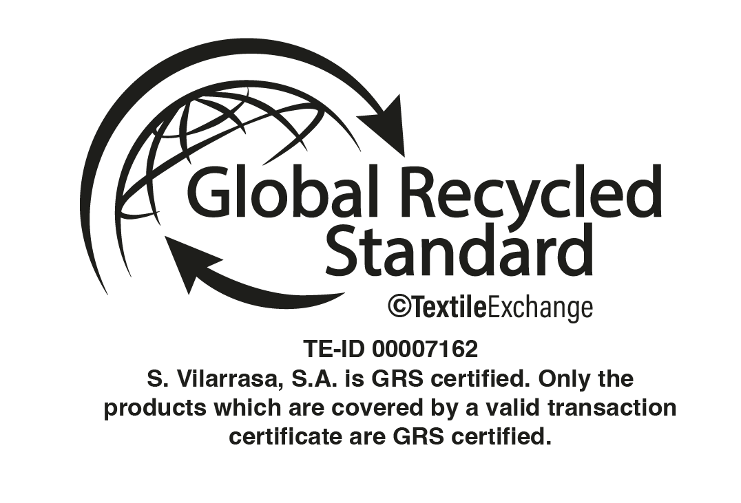 Global Recycled Standard - S. Vilarrasa, S.A. is GRS certified. Only the products which are covered by a valid transaction certificate are GRS certified.